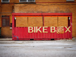 The exterior of the Bike Box Green Roof Project.