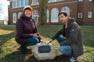 Willoughby Arts Collaborative Board Member Paul Garcia and President Pat Carroll Bonander were on site to direct the installation.